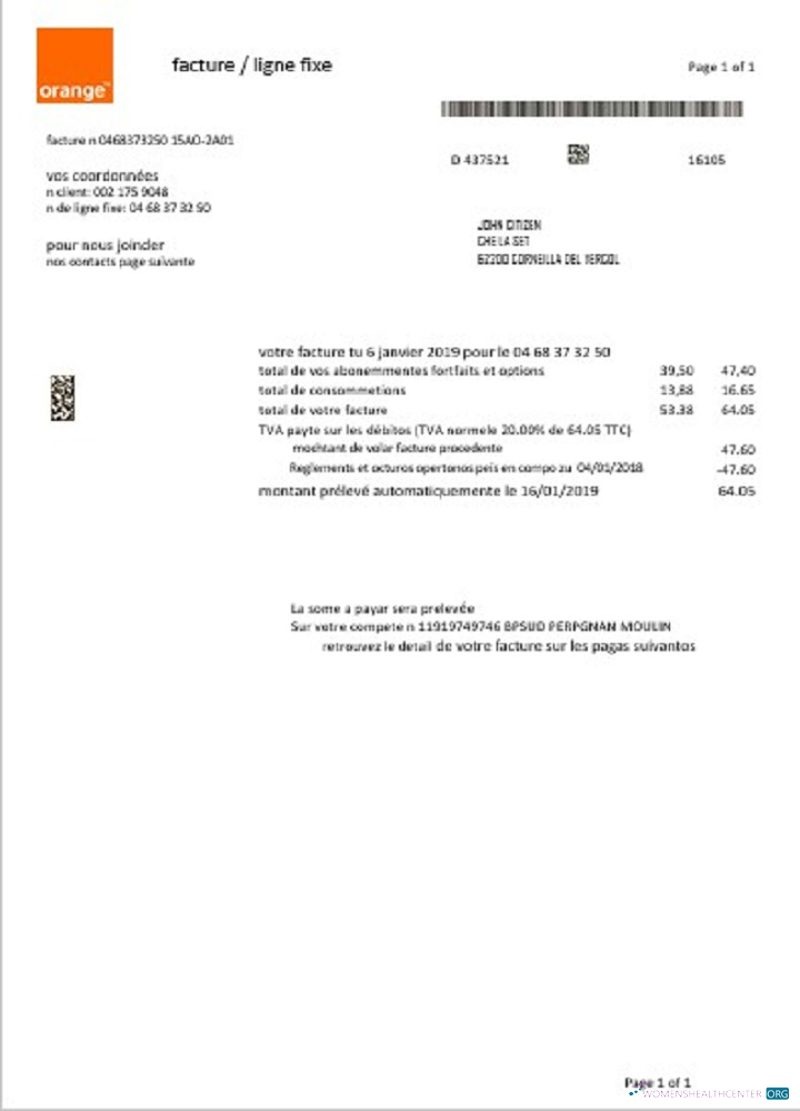 download download France Orange utility bill
